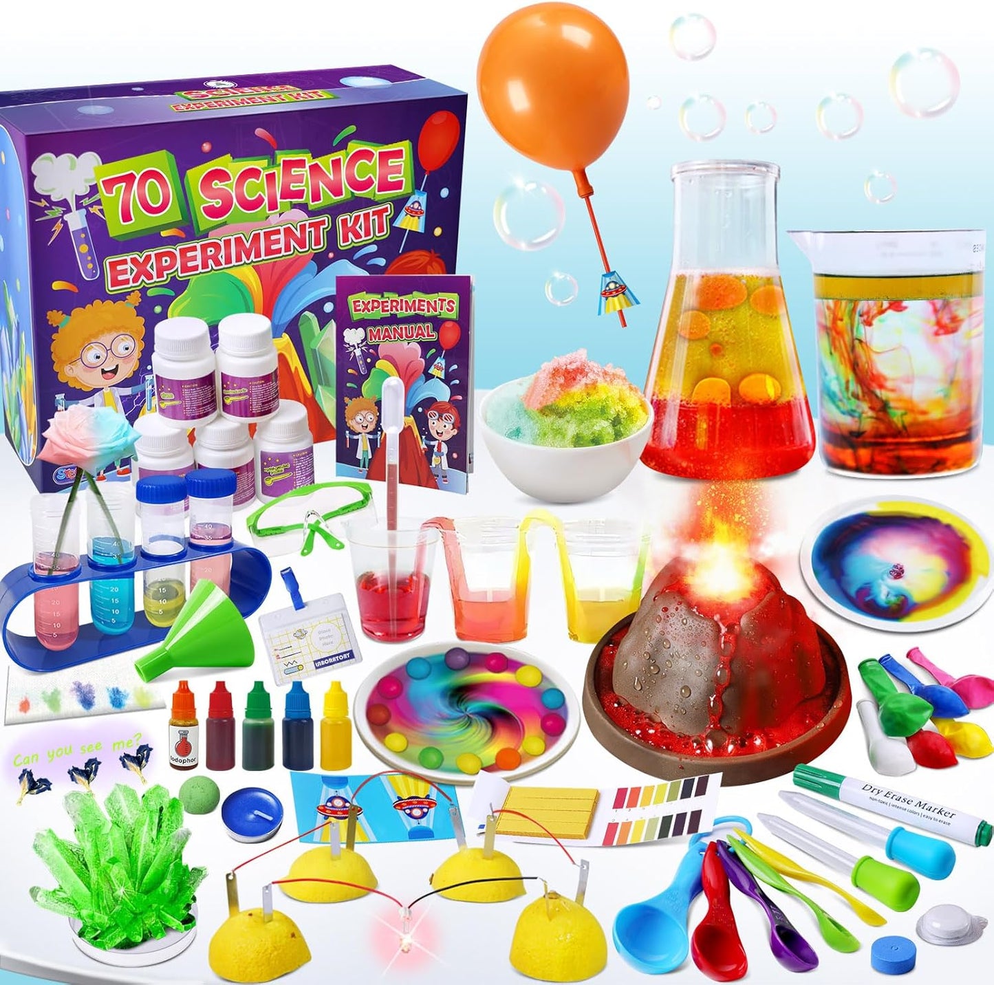 UNGLINGA 210 Experiments Science Kit for Kids, Boys Girls Birthday Toys Gifts Idea, Chemistry Set, Volcano, S.T.E.M Science Educational Project