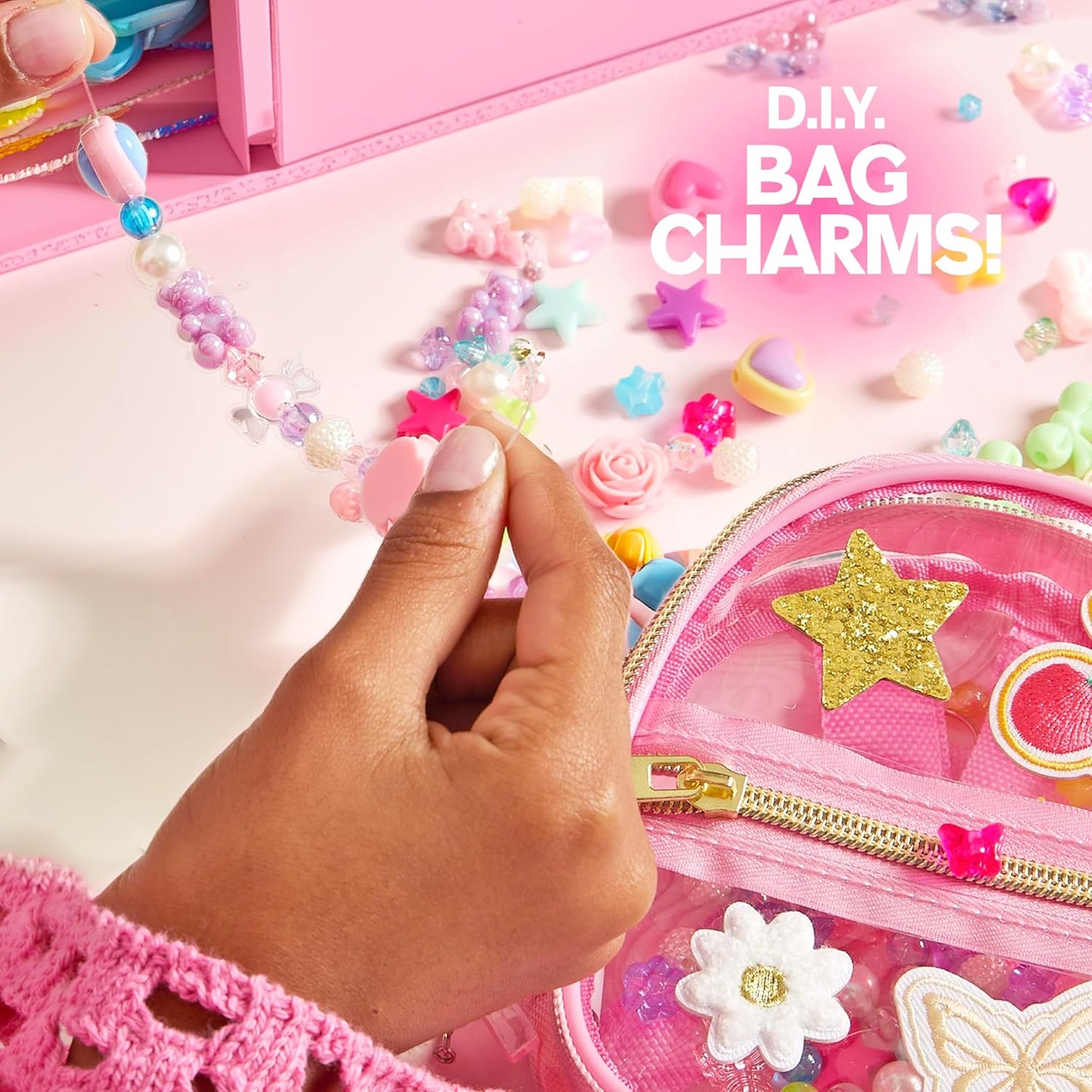 Just My Style Squishy Charms, Create 5 Squishy Bag Charms, Necklaces, Friendship Bracelets with Kawaii TPR Squishies in Pouches & Beads for Jewelry Making, Unique Jewelry Making Kit, Gifts for Girls