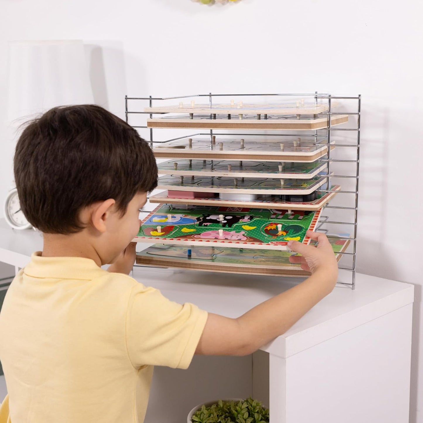 Melissa & Doug Puzzle Storage Rack - Wire Rack Holds 12 Puzzles