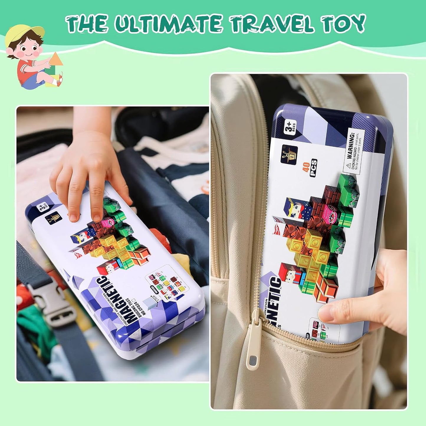 Magnetic Tiles, 70pcs Building Blocks with Storage Case, Toddler Toys Magnetic Blocks, Toys for Ages 3-5 4-8 Boys Girls,for Preschool Learning Birthday