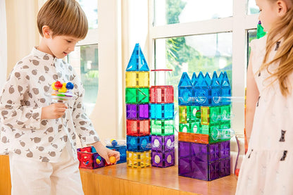 MEGAGONTILES Marble Run Magnetic Tiles Set 120PCS | STEM-Authenticated Magnetic Building Blocks with Marble Track Pieces | Educational Construction Toy for Kids Ages 3–8 (Boys & Girls)
