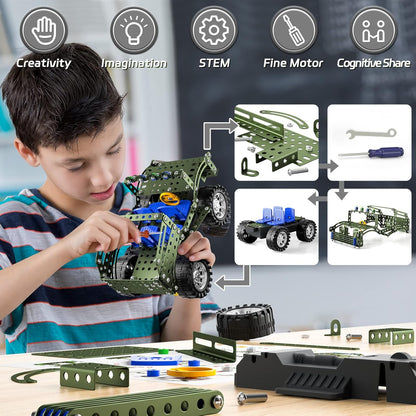 Lucky Doug STEM Building Projects Model Train Set Toys for Boys Kids 8 9 10 11 12 Years Old and Older - 340 PCS DIY Metal Building STEM Toys