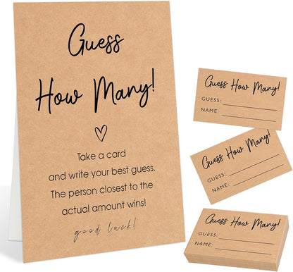 Minimalist Style How Many Gummy Bears Are In The Jar Baby Shower Games Set(1 Sign and 50 Cards), Gender Reveal Games, How Many Guessing Cards for Bear Babyshower, Gender Reveal Party Activities, 19