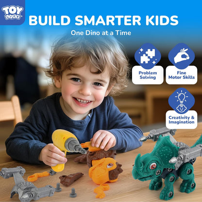 TOY Life 3-Pack Take Apart Dinosaur Toys for 3, 4, 5, 6, 7 Year Old Boys, Kid Dinosaur Toy with Electric Drill Tool Set, STEM Building Construction Toys, Educational Birthday Gifts for Toddlers
