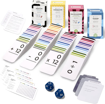 Award-Winning Math Flash Cards – 600 Addition, Subtraction, Multiplication & Division Facts – 2 Facts Per Card – 20 Games & Teaching Methods – Grades 1–6 – Classroom, Homeschool & Teacher-Approved