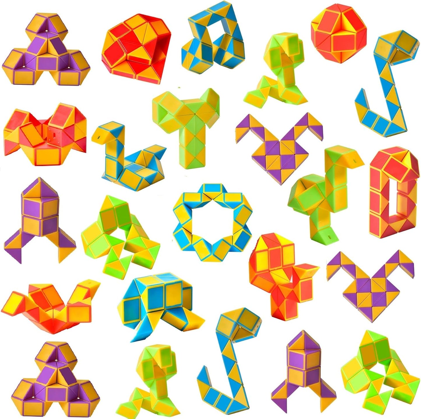 Ganowo 24 Pack Fidget Snake Cube, Mini Twist Puzzle Party Bag Fillers Bulk Toys for Kids Teens Birthday Stocking Stuffers Party Favors Supplies Goodie Bags Fillers, Random Colors