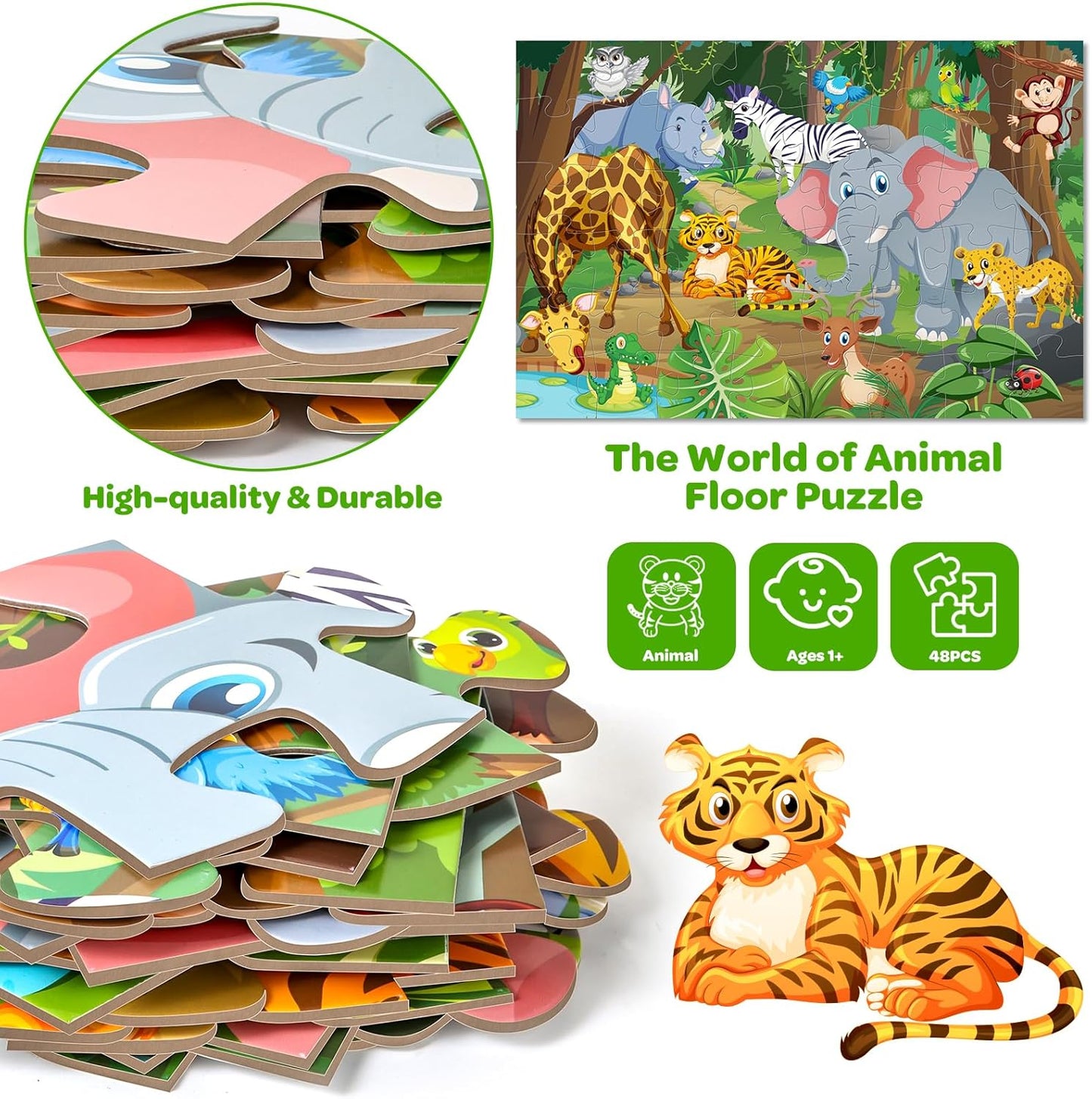 Jumbo Floor Puzzle for Kids Ages 4-6, 48 Piece Large Engineering Vehicles Jigsaw Puzzle, Extra-Thick Cardboard Preschool Learning Toys for Toddlers 3-5, Educational Gift for Boys Girls 3 4 5 6 7 8