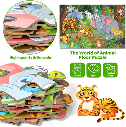 Jumbo Floor Puzzle for Kids Ages 4-6, 48 Piece Large Engineering Vehicles Jigsaw Puzzle, Extra-Thick Cardboard Preschool Learning Toys for Toddlers 3-5, Educational Gift for Boys Girls 3 4 5 6 7 8