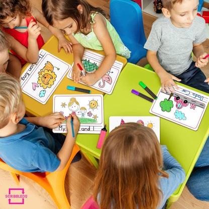 Scribbledo Double Sided Whiteboard Lined Dry Erase Board for Kids Ruled Writing Board Handwriting Practice Small White 9x12 Dry Erase Board with Lines Education Teacher Supplies