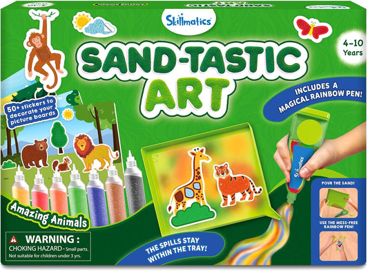 Skillmatics Sand Art Activity - Mess-Controlled DIY Unicorn & Princess Craft Kit with 50+ Colorful Stickers, Creative Arts & Crafts for Kids, Fun Hands-On Activity, Gifts for Ages 4, 5, 6, 7, 8, 9, 10