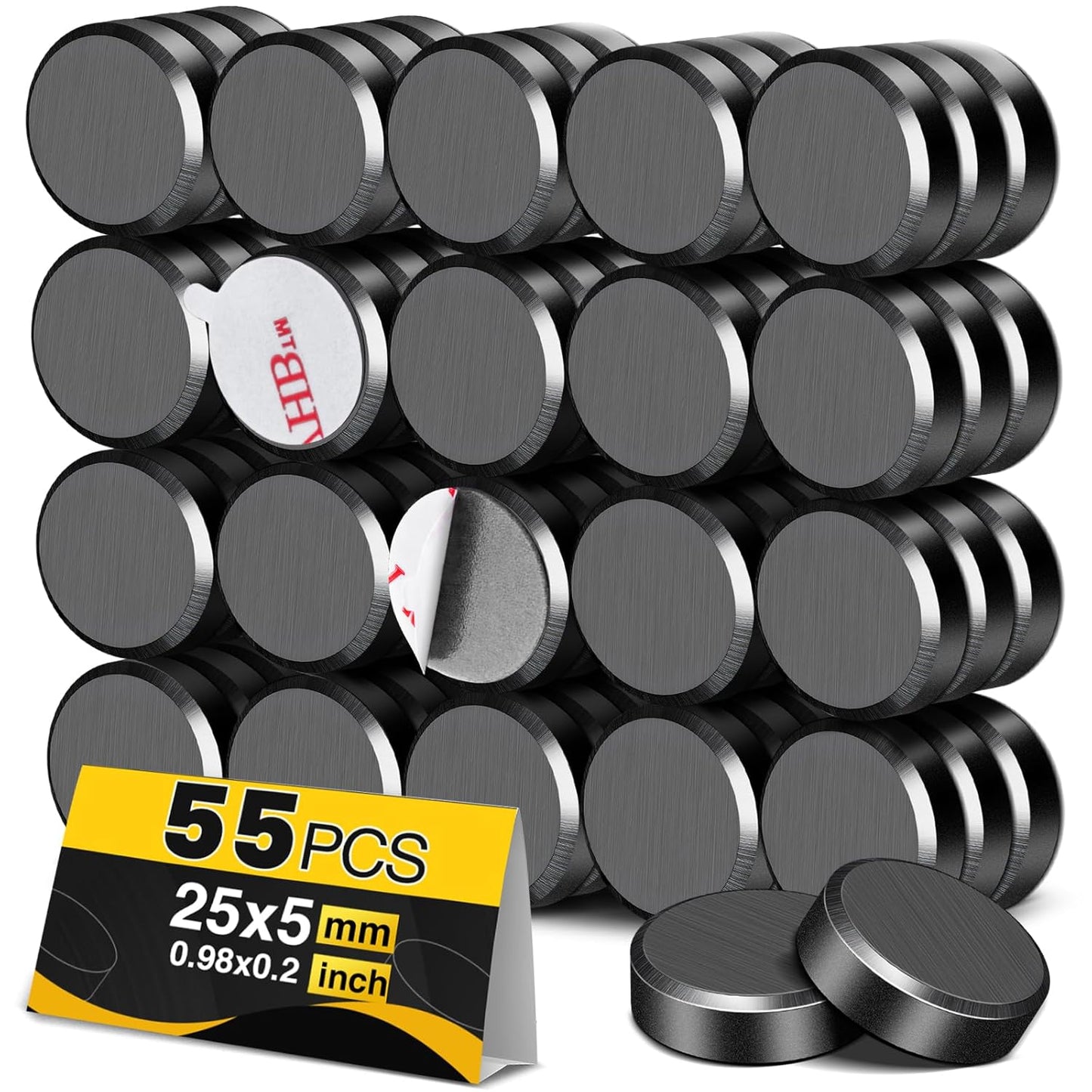 TRYMAG 55 Pack Magnets for Crafts with Adhesive Backing, 1 Inch (25mm) Ceramic Magnets Small Magnet Round Disc for Refrigerator Button DIY Cup Tiny Magnet Craft Hobbies, Science Projects