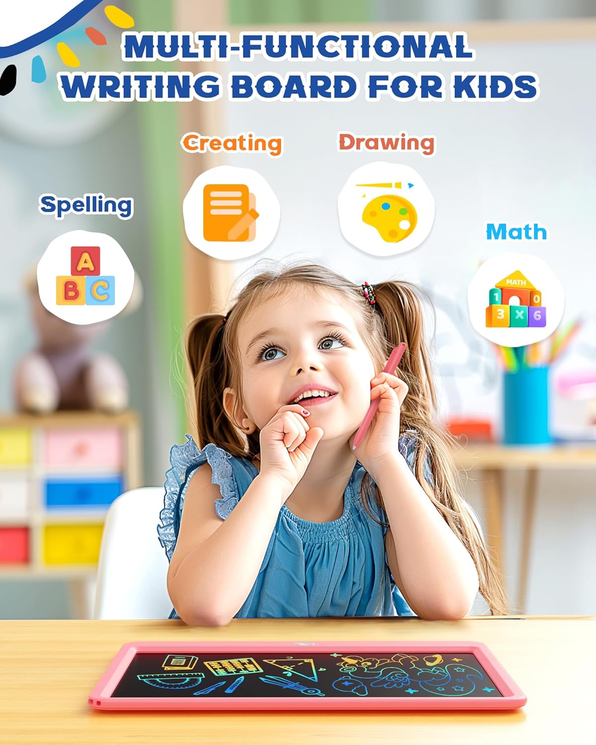 Bravokids Toys for 3-6 Years Old Girls Boys, LCD Writing Tablet 10 Inch Doodle Board, Electronic Drawing Pads, Educational Birthday Gift for 3 4 5 6 7 8 Years Old Kids Toddler (Blue)