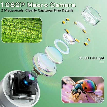 Odatay Microscope for Kids with 12 Slides, 100X-1000X 1080P Digital Handheld Kids Microscope, Mini Portable Pocket Miniscope Science Toys Gifts for 3+ 4 5 6 7 8 9 10 11 12 Year Old Boys Girls, Blue