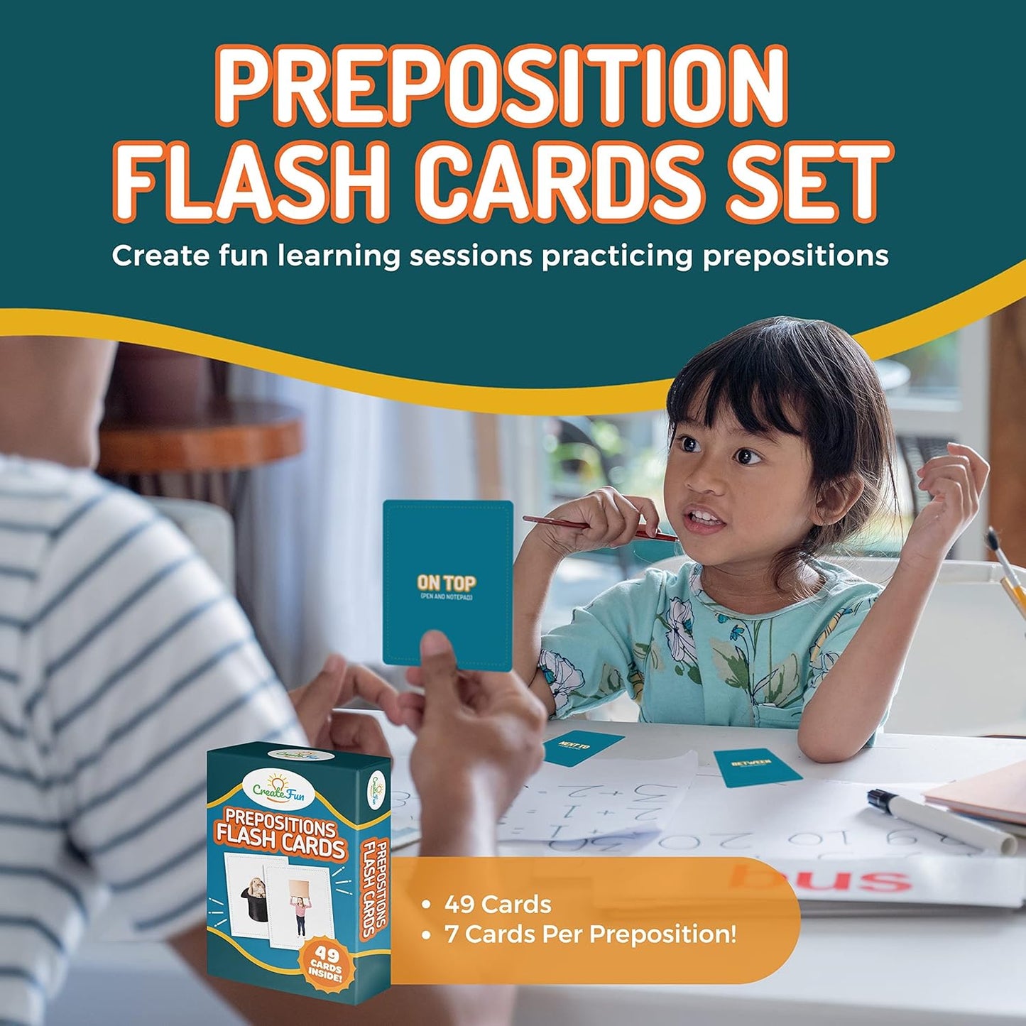 49 Preposition Vocabulary Builder Flash Cards Vol 1 Includes 7 Picture Card Prepositions with 5 Sequencing Learning Games for Kids, Parents, Teachers, ESL, Speech Therapy, Autism, ABA and Homeschool