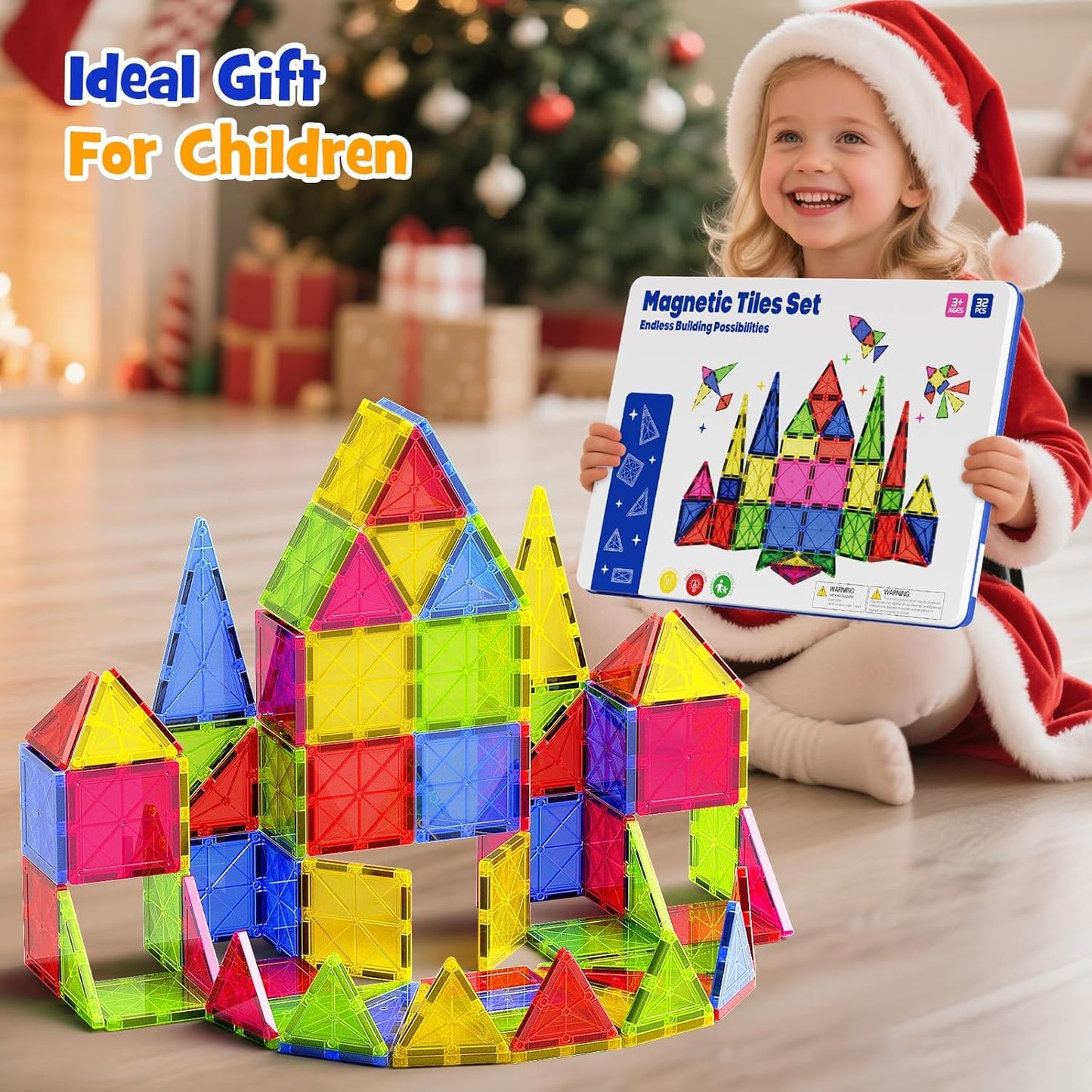 42PCS Mini Magnetic Tiles Travel Set with Iron Storage Box - Portable STEM Building Blocks for Kids 3-8, Montessori Educational Magnet Toys for Airplane, Car Rides & On-The-Go Play