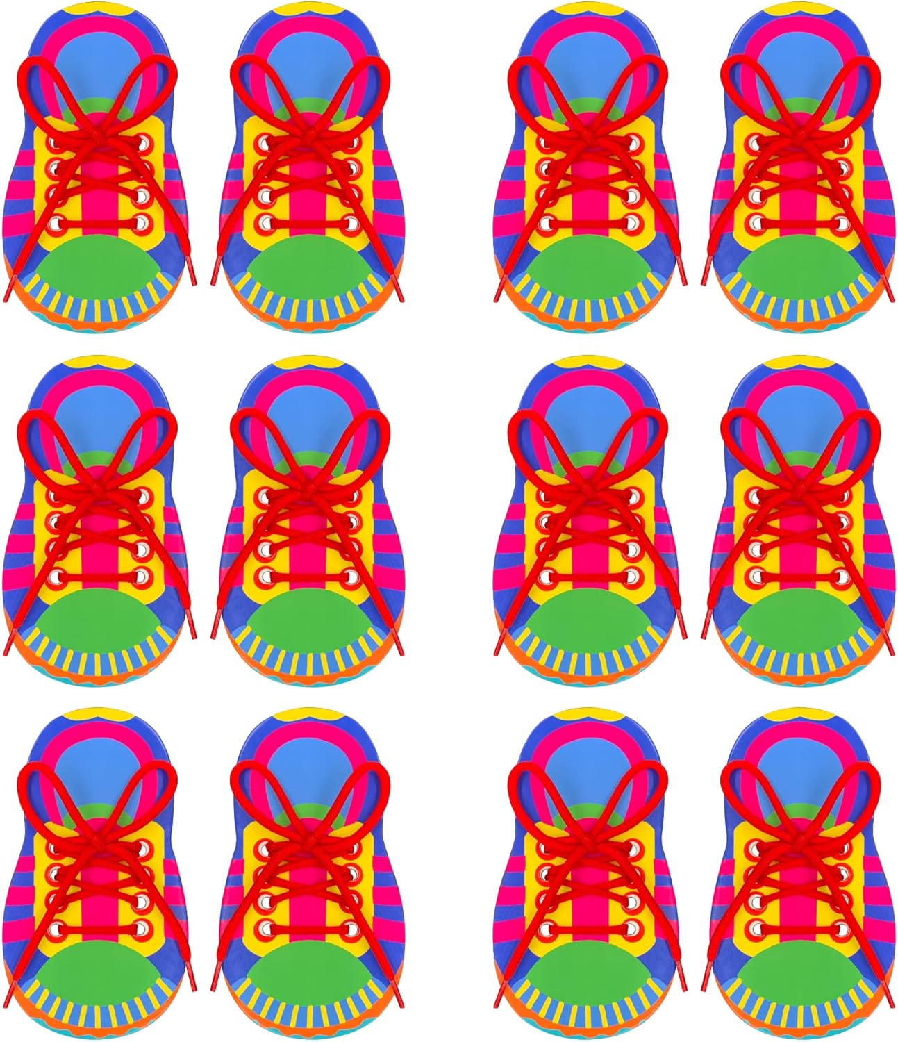 ZAKVOOR 12 Pack Shoelace Threading Practice Boards Set Hard Cardboard Lace Training Tool for Fine Motor Skills Hand Eye Coordination Learning Activities