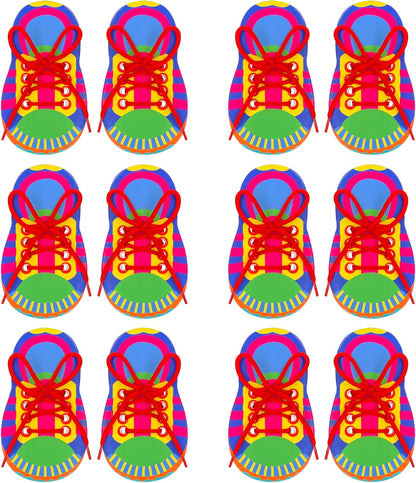 ZAKVOOR 12 Pack Shoelace Threading Practice Boards Set Hard Cardboard Lace Training Tool for Fine Motor Skills Hand Eye Coordination Learning Activities