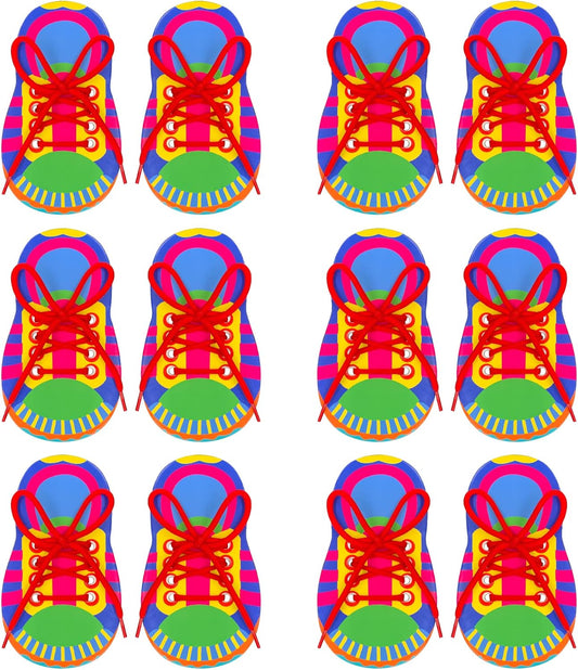 ZAKVOOR 12 Pack Shoelace Threading Practice Boards Set Hard Cardboard Lace Training Tool for Fine Motor Skills Hand Eye Coordination Learning Activities