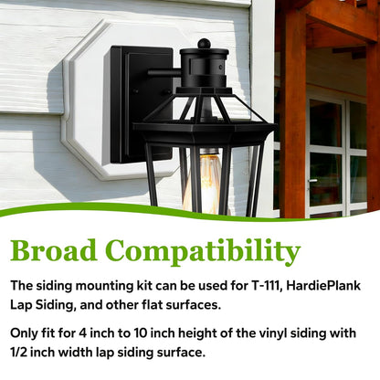 Vinyl Siding Mounting Block, Outdoor Light Siding Mount Kit, White Octagon Mounting Block for 1/2 inch Width Lap and 4 inch to 10 inch Height Sidings
