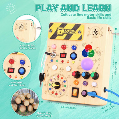 Konijiwa Busy Board, Montessori Toys for 1-3 Years Old Boys & Girls, Sensory Toys for Kids with Autism, Toddlers Learning Activity for Early Development (Busy Board v5)