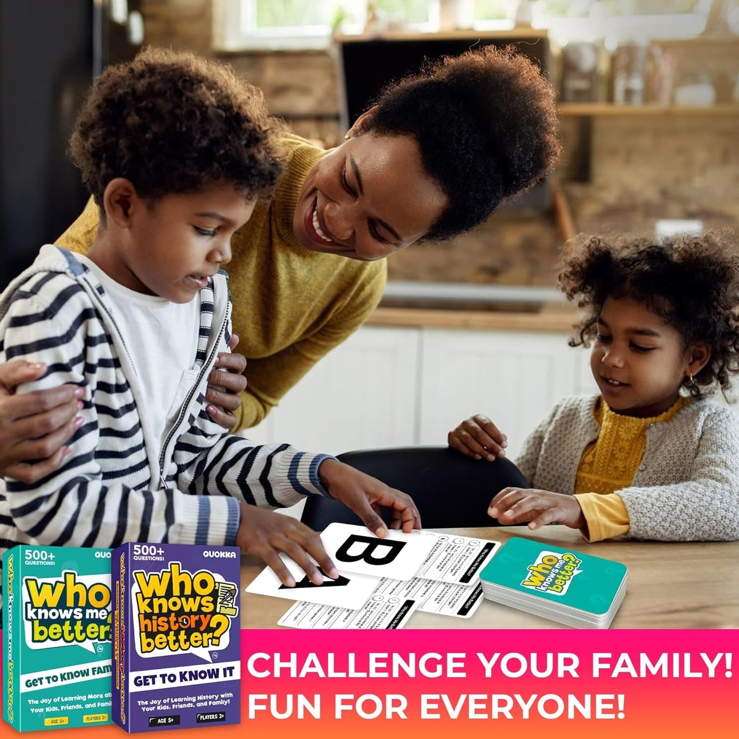 QUOKKA Board Games for Kids 8-12 and Family - Set of 4 Who Knows It Better? - 2000+ Questions Across Biology, Culture, STEM and Math - Educational Trivia Cards for Learning and Game Night