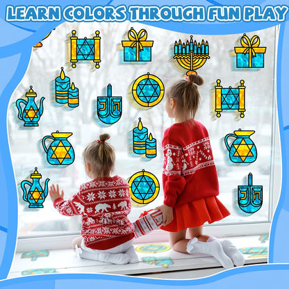 32 Sets Outer Space Suncatchers Craft Kit DIY Window Stained Glass Effect Planet Astronaut Alien Paper Crafts Home School Classroom Decoration Kid Birthday Gift Creative Art Project Activity Game - Colors B