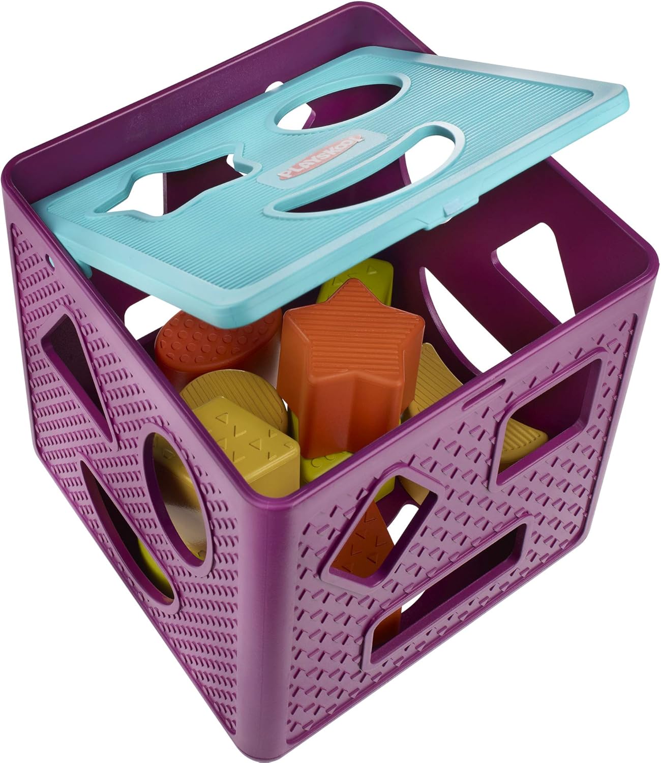 Playskool Form Fitter Shape Sorter Matching Activity Cube Toy with 9 Shapes for Toddlers and Kids 18 Months and Up (Amazon Exclusive)