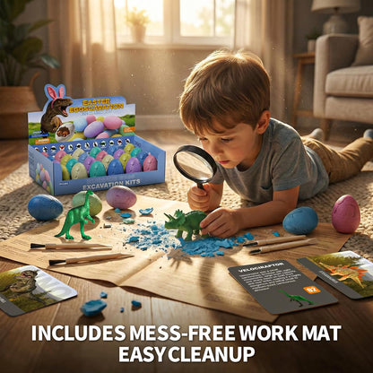 24 Dinosaur Eggs Dig Kit Toys for Kids, Dinosaur Eggs Excavation Kit with Magnifier, Easter Basket Stuffers, Science STEM Birthday Party Favors Gifts for Boys Girls Age 3 4 5 6 7 8 9 10 + Years Old