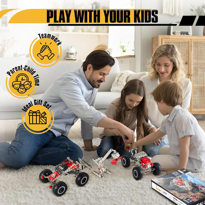 6-in-1 STEM Kit - Engineering Metal Truck, Airplane and Sports Car Excavator Toy for Boys 8-12 - STEM Building Toys for Kids 5-7, 6-8, 8-10 Educational Toys for Kids Boys Model Kit