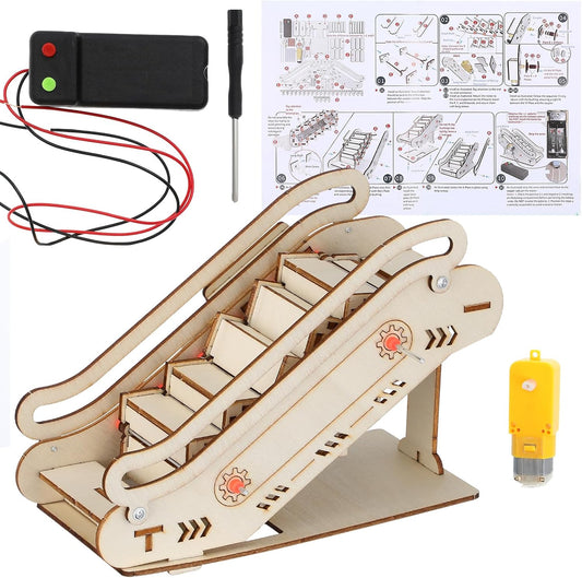 Toddmomy Miniature Mechanical Elevator Model Kit: Beige Puzzle Building Set for Elevator Enthusiasts(English Instruction Manual, Without Battery)