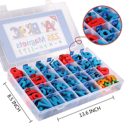 235 Pcs Magnetic Letter Number with Magnet Board, 2 Erasable Magnetic Pen and Storage Box, Foam ABC Alphabet Gift for Refrigerator Fridge, Classroom Toy for Toddler Kid Child Spelling & Learning Game