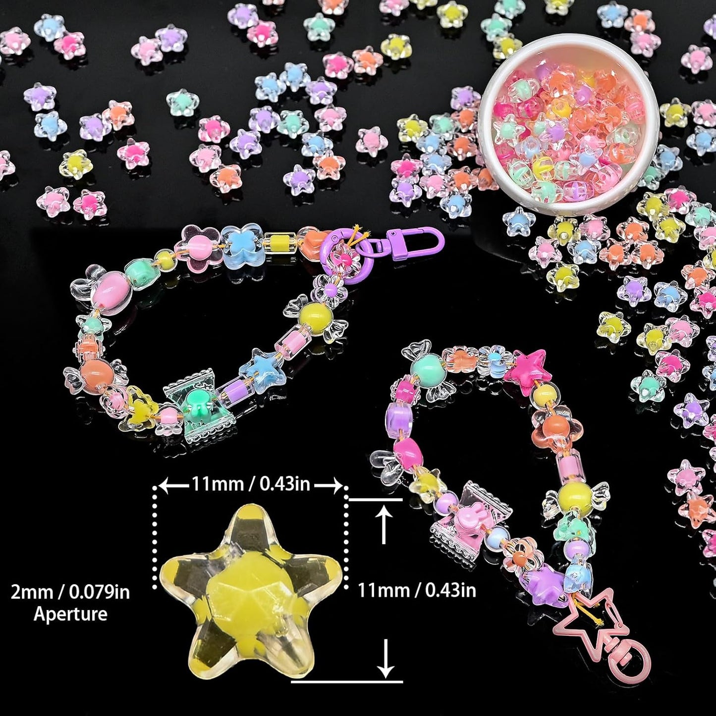 200g+ Candy Bulk Assorted Cute Kandi Beads for Jewelry Making, Bracelet Making Kit, Craft Supplies Charm Beads(Mixed II)