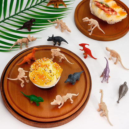 24 PCS Dinosaur Fossil Skeletons, Assorted Dinosaur Skeleton Figures, Mini Dino Figures for Science Dino Sand Dig Party Favor Decorations