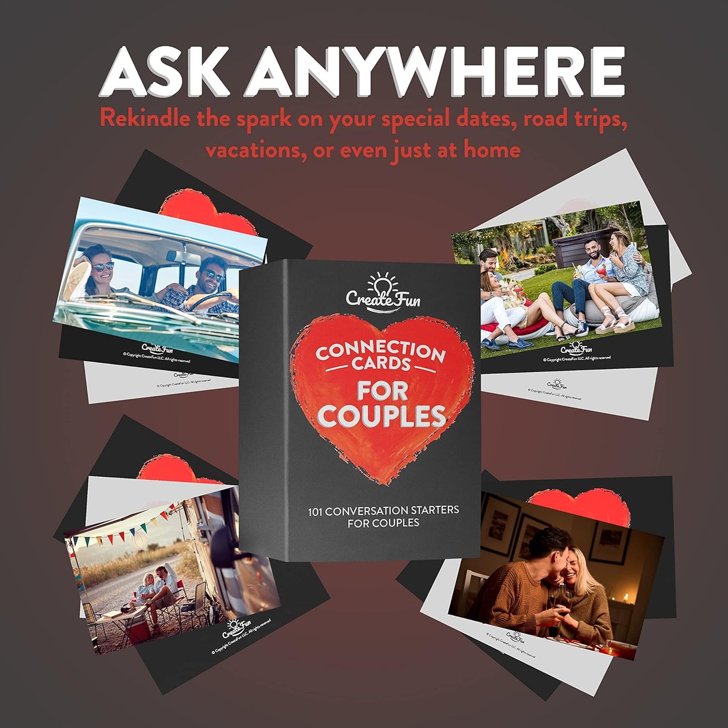 CreateFun Couple Connection Cards – 101 Engaging & Thought-Provoking Conversation Starter Cards | Gifts for Valentine’s Day, Anniversaries, Couples & Fun Games