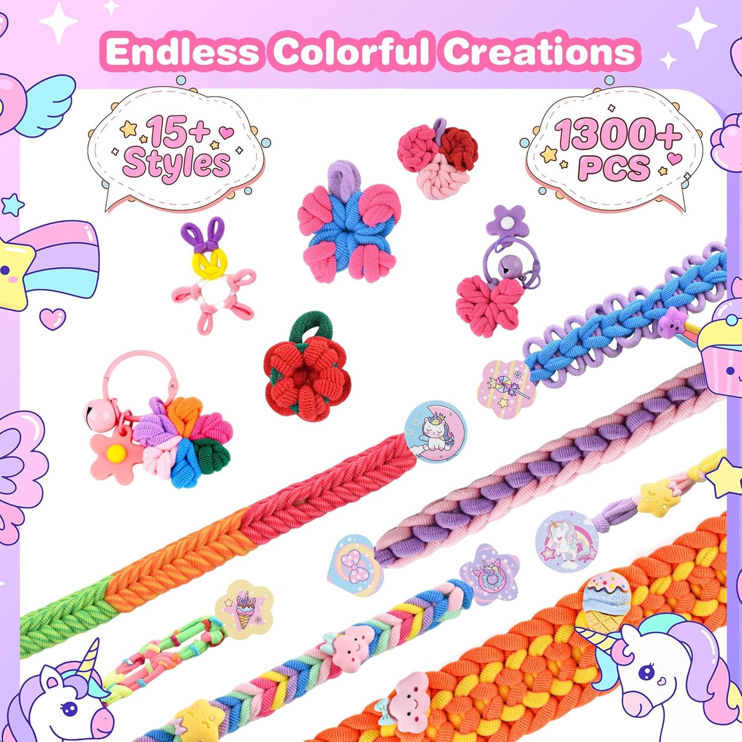Nicella Bracelet Making Kit Gifts for Girls Ages 8-12, Weaving Loom Kit Toys, 1300+PCS Kids DIY Craft Kits with 2 Weaving Comb, Easter Gifts for Girls 6 7 8 9 10 11 12 Year Old