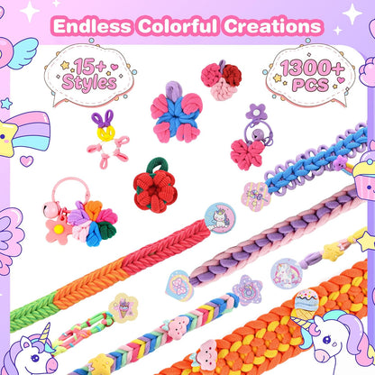 Nicella Bracelet Making Kit Gifts for Girls Ages 8-12, Weaving Loom Kit Toys, 1300+PCS Kids DIY Craft Kits with 2 Weaving Comb, Easter Gifts for Girls 6 7 8 9 10 11 12 Year Old