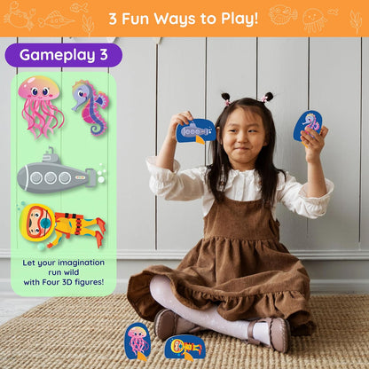Jumbo 70 Piece Round Floor Puzzles for Kids Ages 3-5, 6-8, Large Jigsaw Puzzle with Educational Flash Cards and 3D Figures | Educational Gift (Animal Safari)