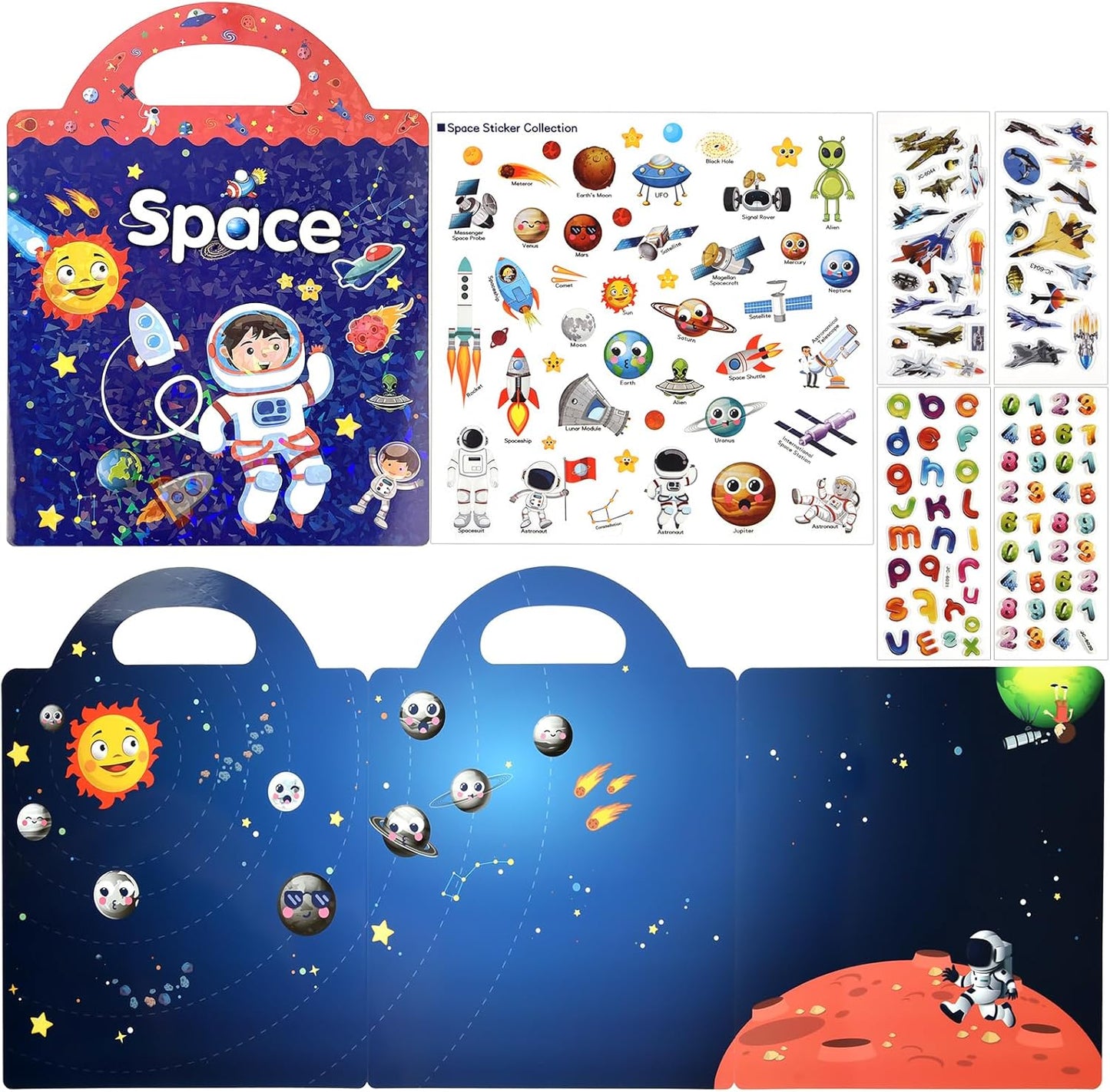 ASTARON Reusable Sticker Book for Toddlers, 88 Pcs Dinosaur Stickers Road Trip Activities Car Airplane Activities Travel Toys for Kids, Kids Quiet Time Activities (2-6 Age)