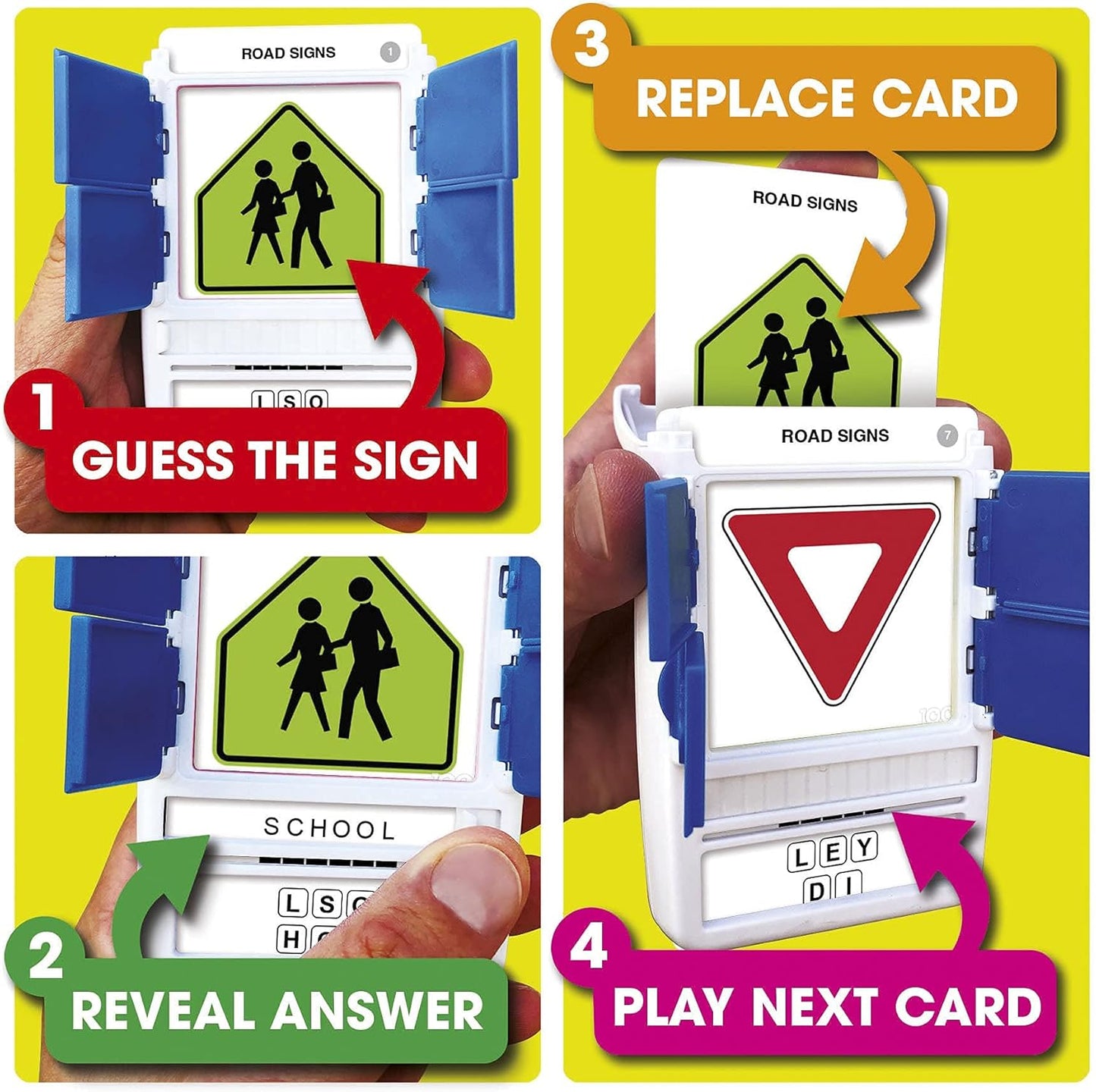 100 PICS Brain Teasers Travel Game - Solve 100 Puzzles | Flash Cards with Slide Reveal Case | Card Game, Gift, Stocking Stuffer | Hours of Fun for Kids and Adults | Age 6+
