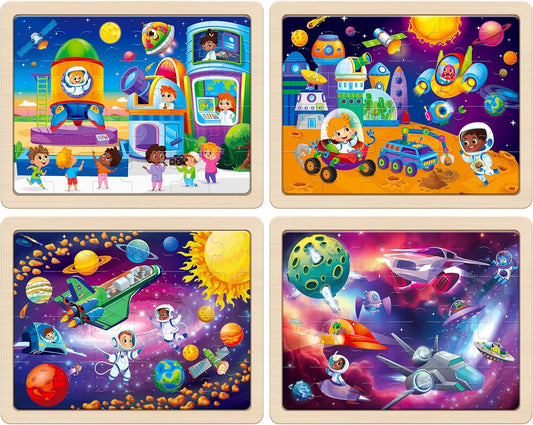 SYNARRY Large Space Planets Solar System Wooden Puzzles for Kids Gift Box(12.2 * 9.4 in), Puzzles for Toddlers 3-5, Puzzles for Kids Ages 4-6, Wood Toys Gifts for 3 4 5 Year Old Boy Girl