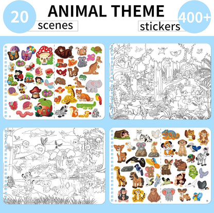 Kalysky Dinosaur and Ocean Animal Scene Sticker Book for Kids Ages 4-12, Search and Find Sticker Activity Book–Travel Toys for Toddlers, Airplane & Road Trip Games, Educational Fun