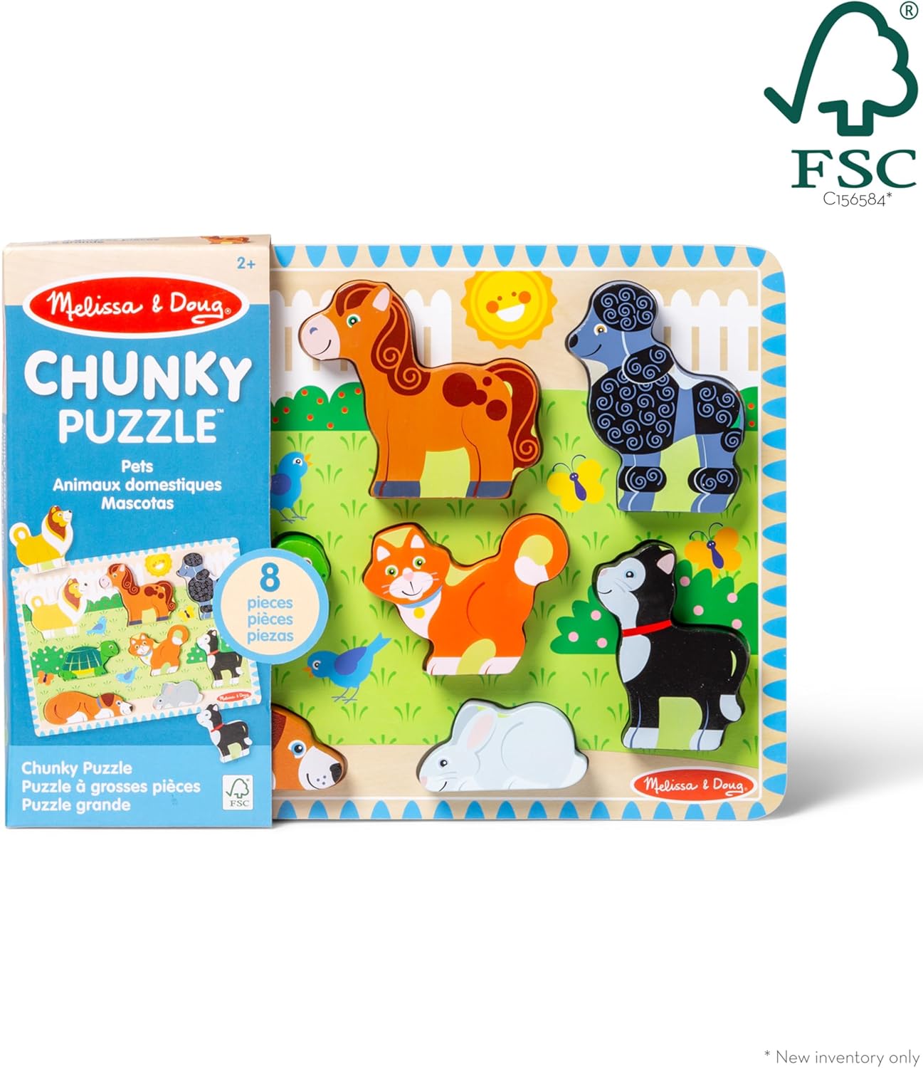Melissa & Doug Safari Wooden Chunky Puzzle (8 pcs), Educational Screen Free Activity for Toddler, Preschoolers and Kids Ages 2+ - FSC Certified