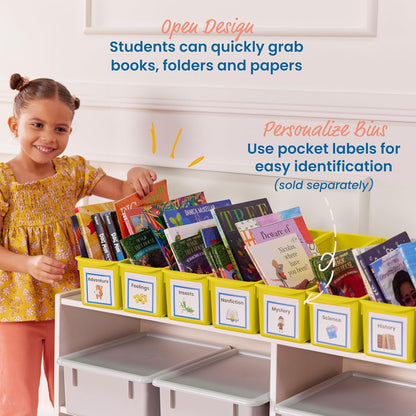 ECR4Kids Linking Plastic Storage Book Bin, Multipurpose Organization, Neon Purple, 10-Piece