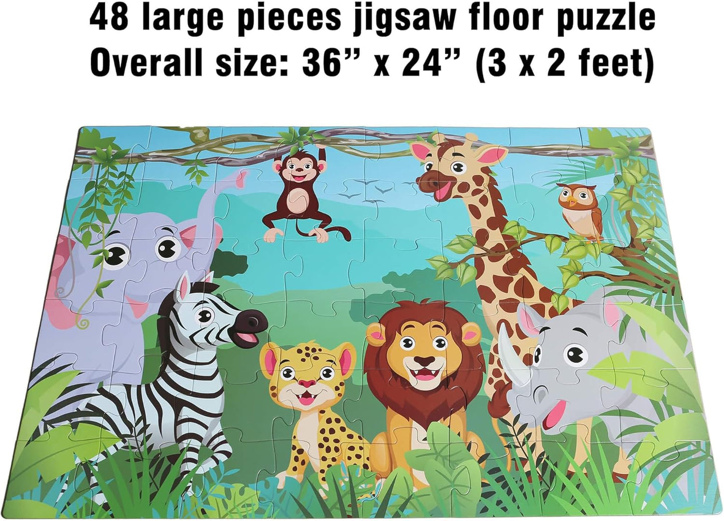 Farm Floor Puzzle for Kids 3-5: Educational Jigsaw Farm Scene - 48-Piece Large Puzzle 36 x 24 inches for Toddlers Learning Education Gift Family Activities