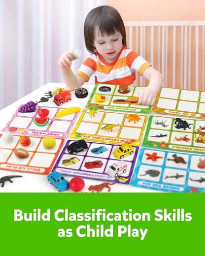 Coogam Sorting Toys for Toddles, Animals Figures Dinosaurs Birds Insects Cognition Matching Game Playset, Fine Motor Learning Activities Educational Toy Gift for 3 4 5 Year Old Kid