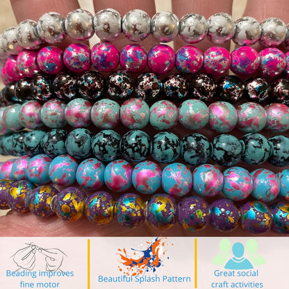 8mm Glass Beads Round Bulk for Bracelet, Glow in Dark Beads, DIY Jewelry Windchime Suncatcher Party Supplies, 300 pcs