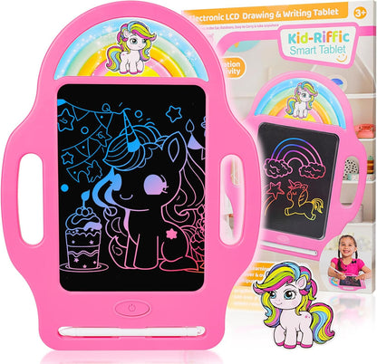 Unicorn 8.5 Inch LCD Writing Tablet for Kids 2-6, Drawing Tablet Doodle Board with Handle, Travel Car Toy for Girls, Educational Sketch Pad Birthday Christmas Gift