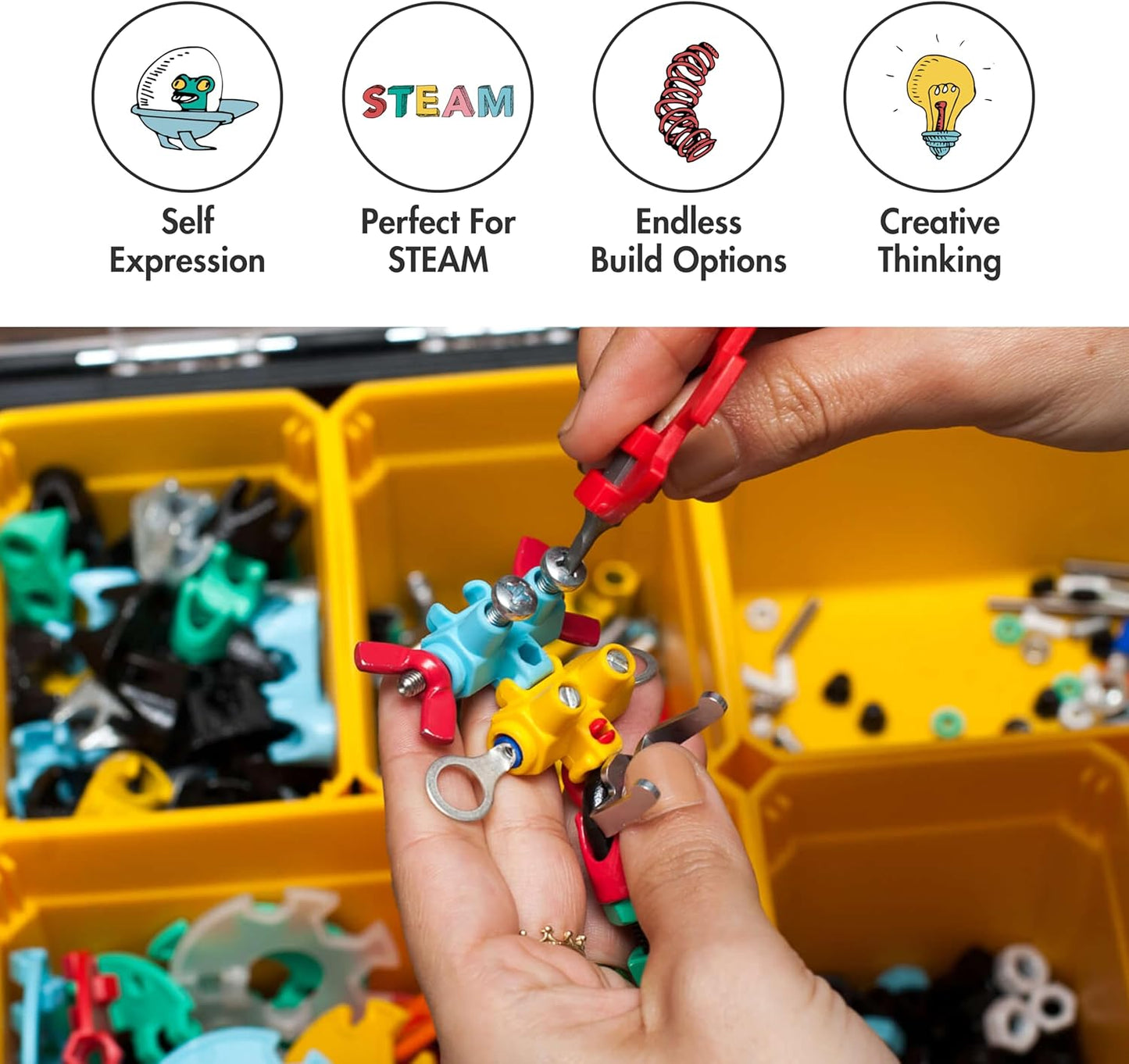 The Off Bits Space Mission Educational Build Your Own Robot Toy, Stem Building Toys for Boys and Girls, Valentine Birthday Gift for Kids Montessori Play Kit, Steam Toys for Kids Ages 6 7 8 9+