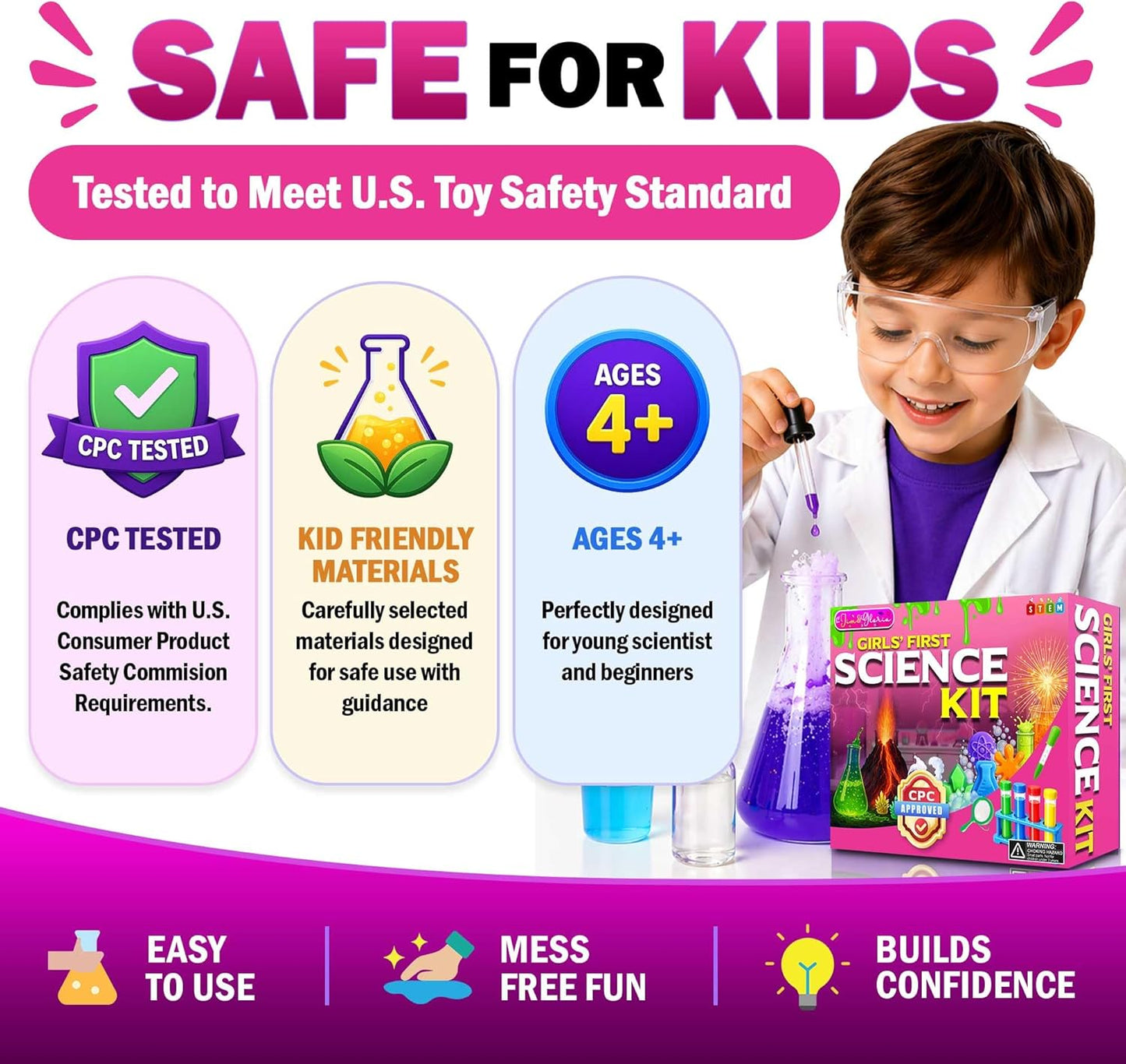 Jim&Gloria Science Kits for Kids Age 5-7 8-12 Year Old Birthday Gifts for Girls Boys, Learning & Educational Toys, Stem Toys, Chemistry Set, Science Experiments for Kids Volcano Projects