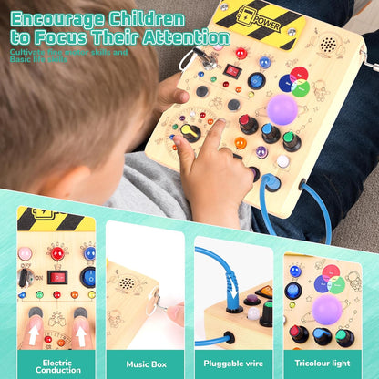 Konijiwa Busy Board, Montessori Toys for 1-3 Years Old Boys & Girls, Sensory Toys for Kids with Autism, Toddlers Learning Activity for Early Development (Busy Board v5)